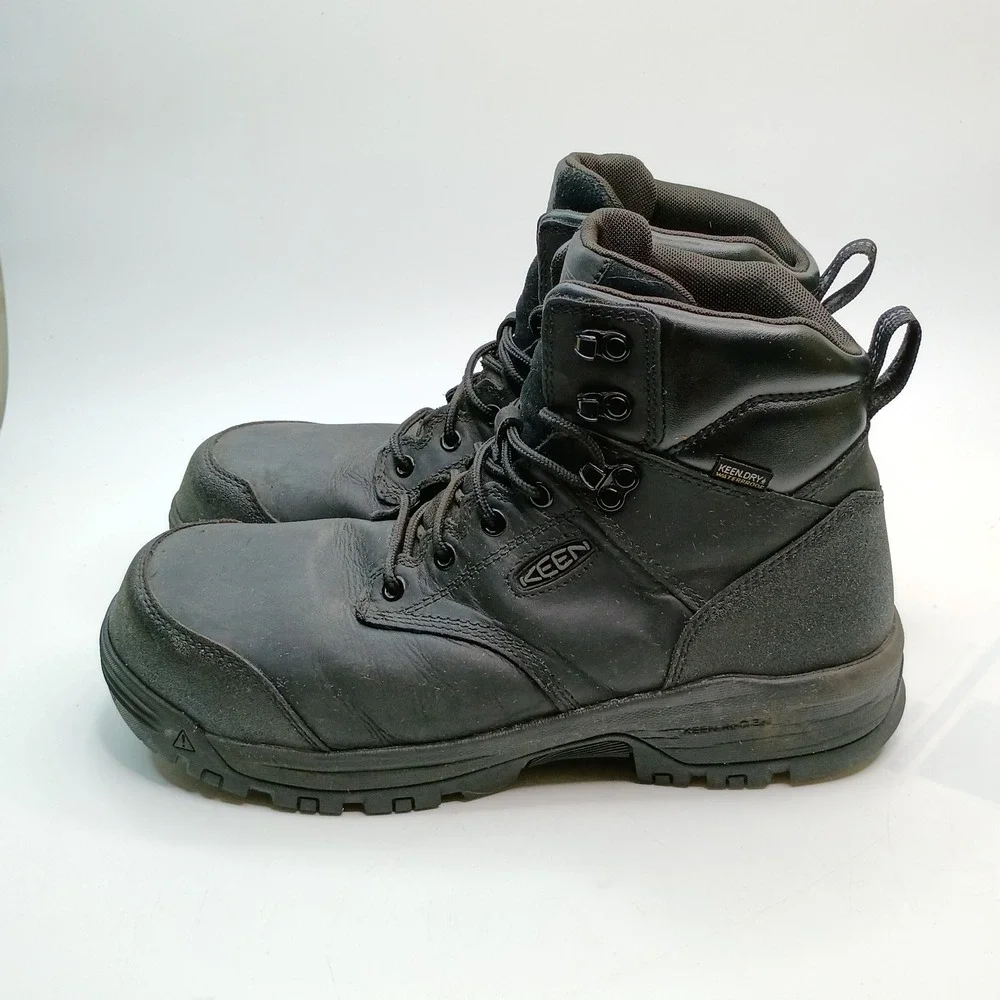 Keen Utility Lansing Mid Work Boot Men Size 10.5 EE Black Leather Waterproof